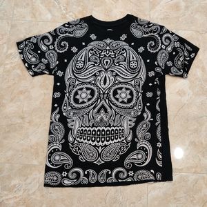 Black White Skull T Shirt
